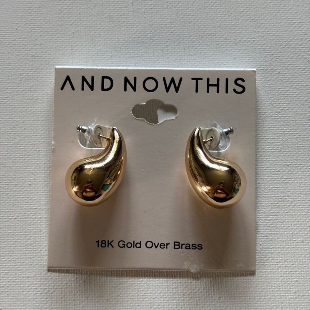 And Now This Over Brass Drop Earring Modern Scultural Teardop Design